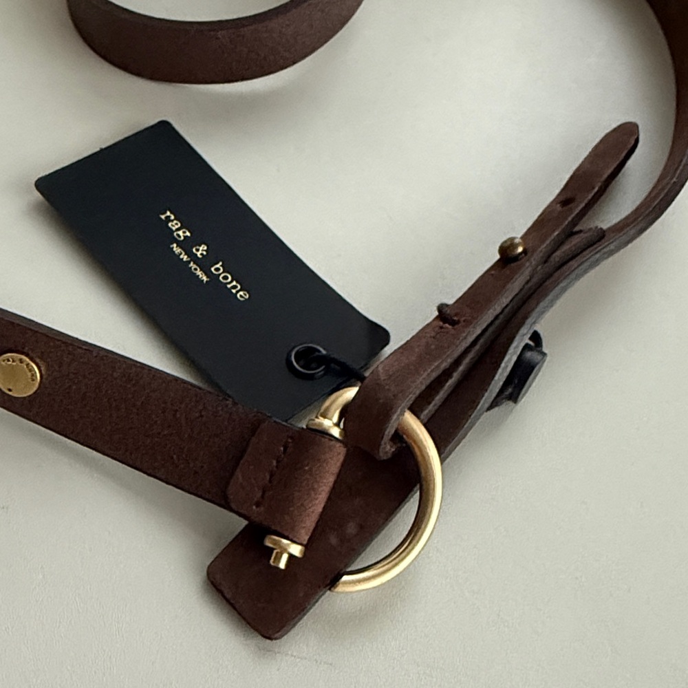 rag & bone Brown Leather Hip Belt with Gold Buckle - Picture 5 of 6